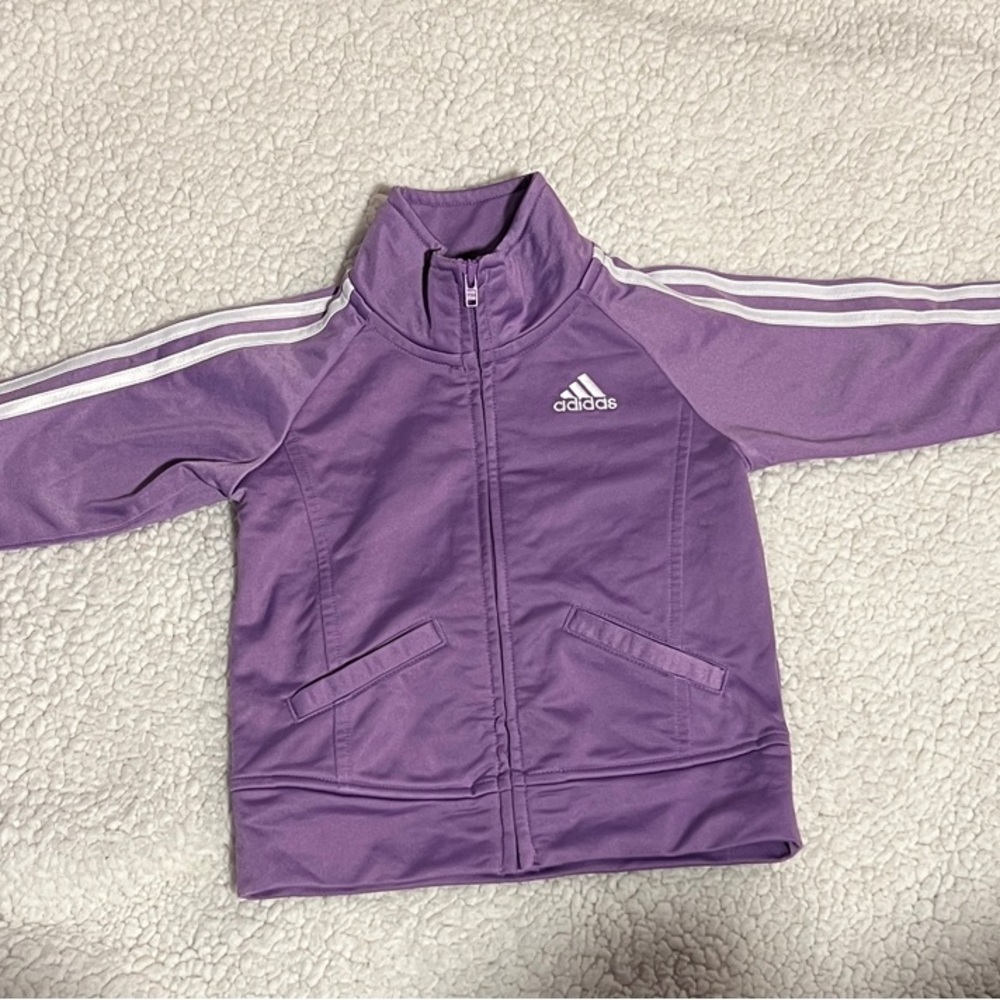 Adidas Lavender Track Jacket with White Stripes